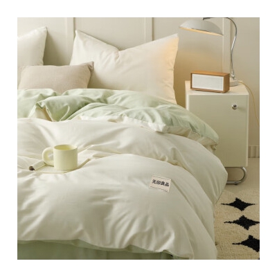 無印良品A類抗菌純棉床上四件套 1.5/1.8米床單被套200*230cm清新綠